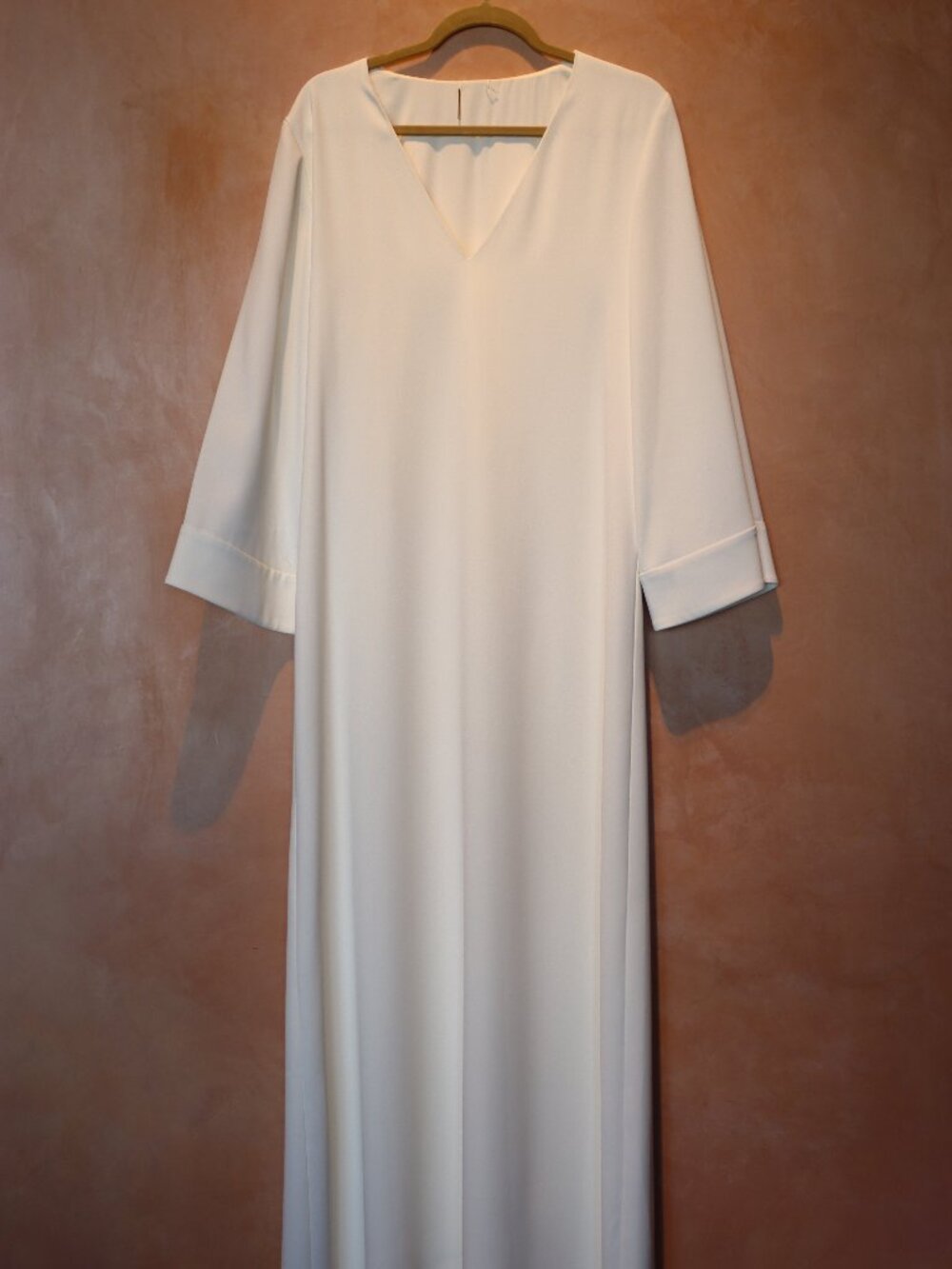 ALEXIS White Ivory Maxi Caftan Dress Long Bell Sleeve V-Neck